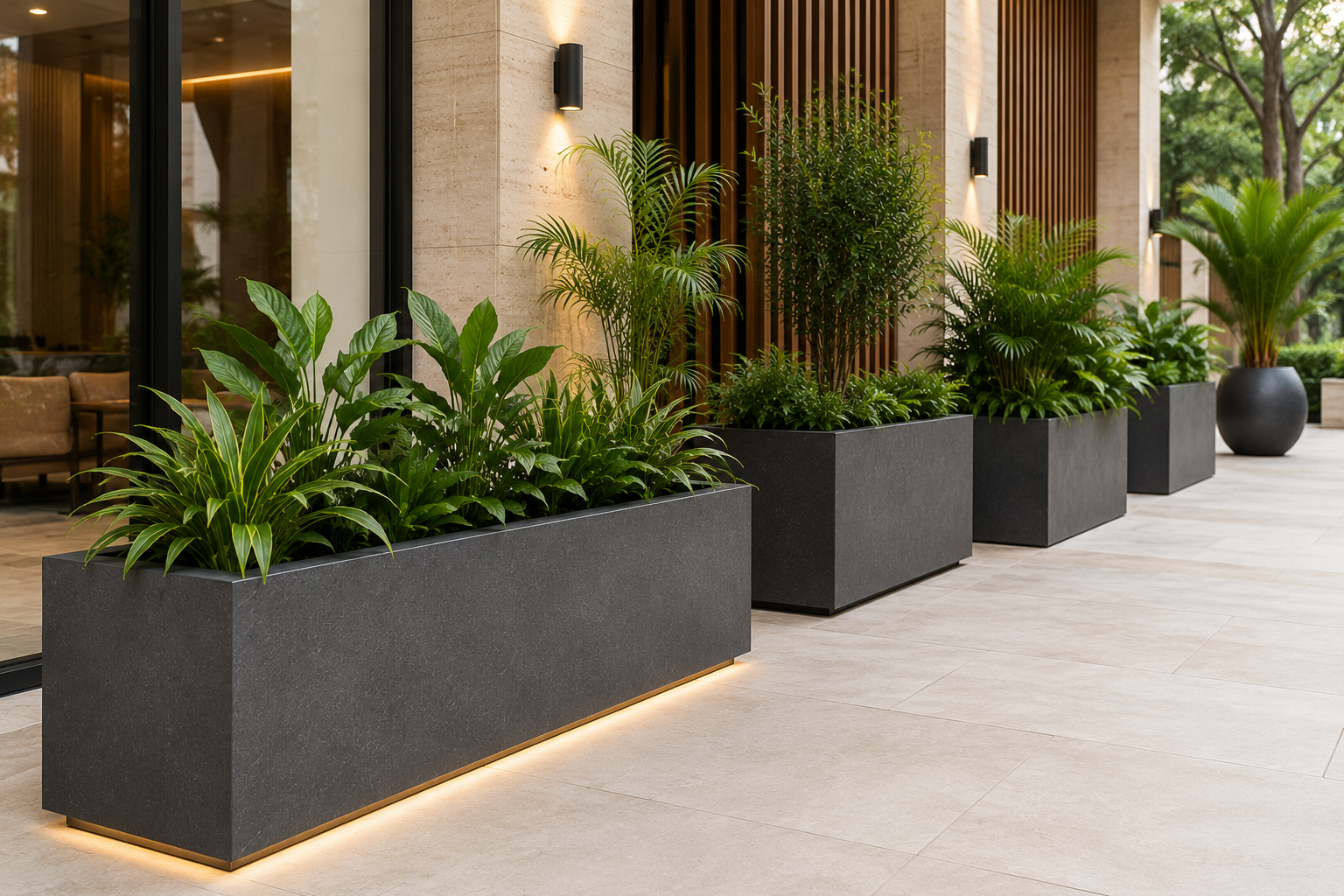 Custom fiber planters for your space