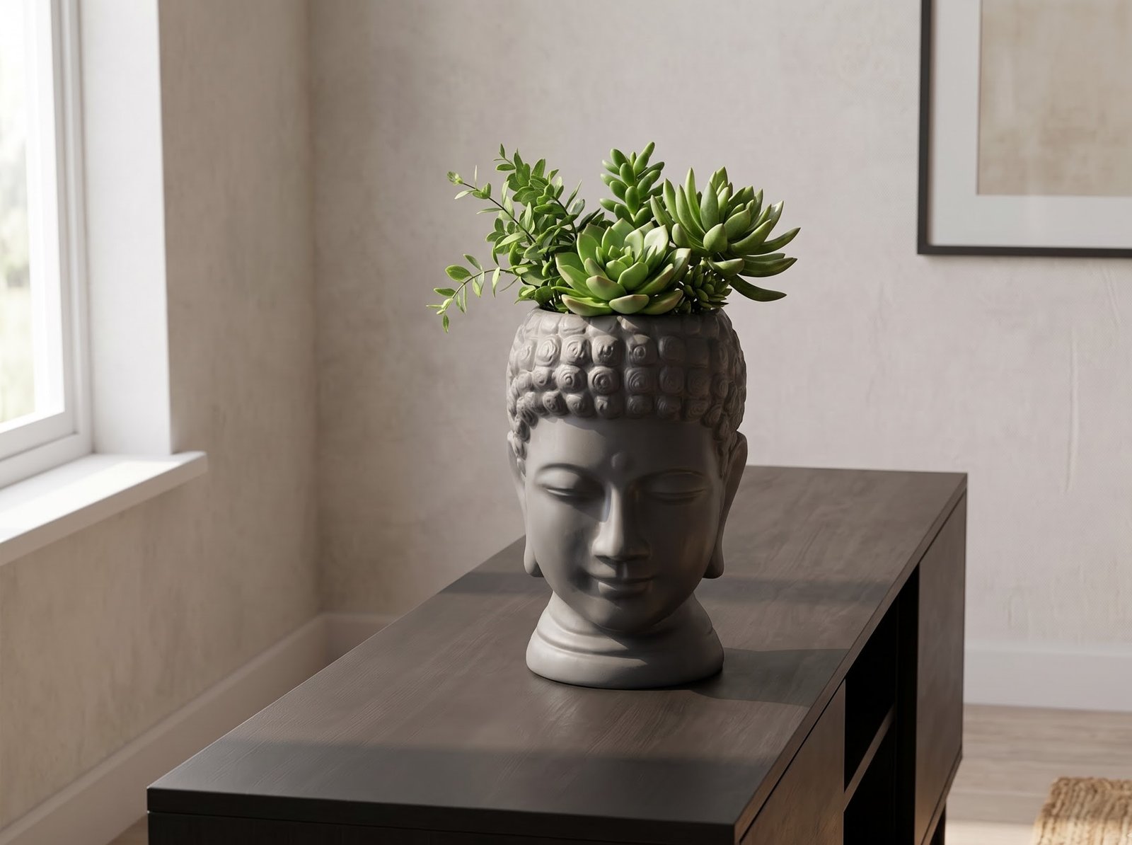 Zardens Buddha Planter on Console Table