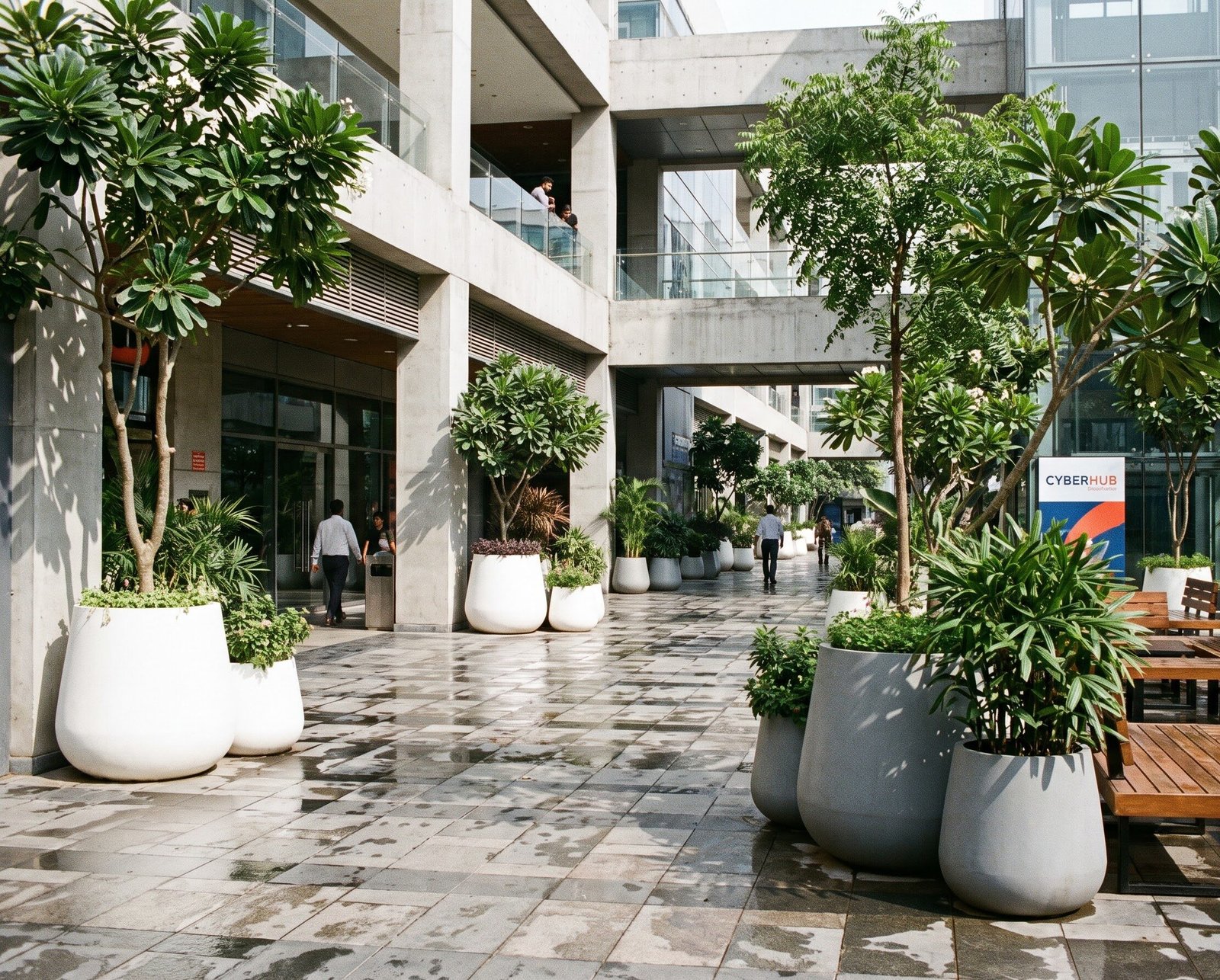 Commercial complex outdoor landscape