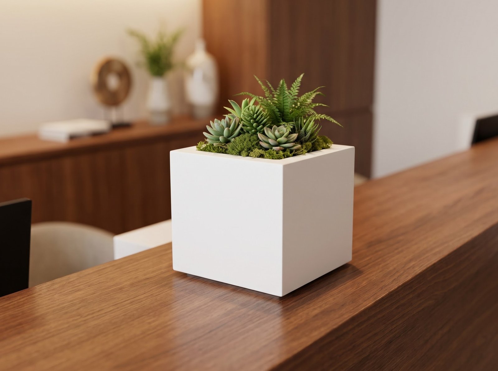 Cube Planter on Hotel Counter