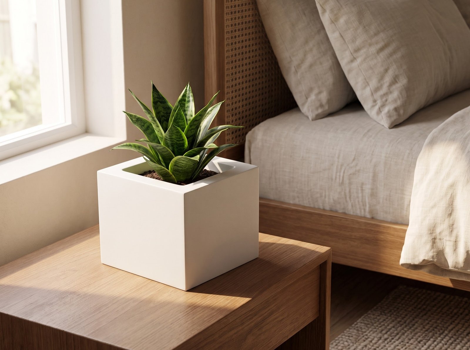 Custom Colored Coconut Planter on Side Table