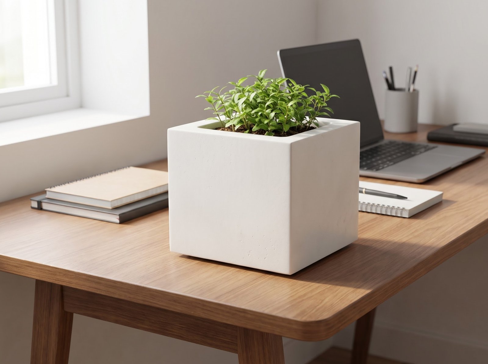 Coconut FRP Planter on Work Desk
