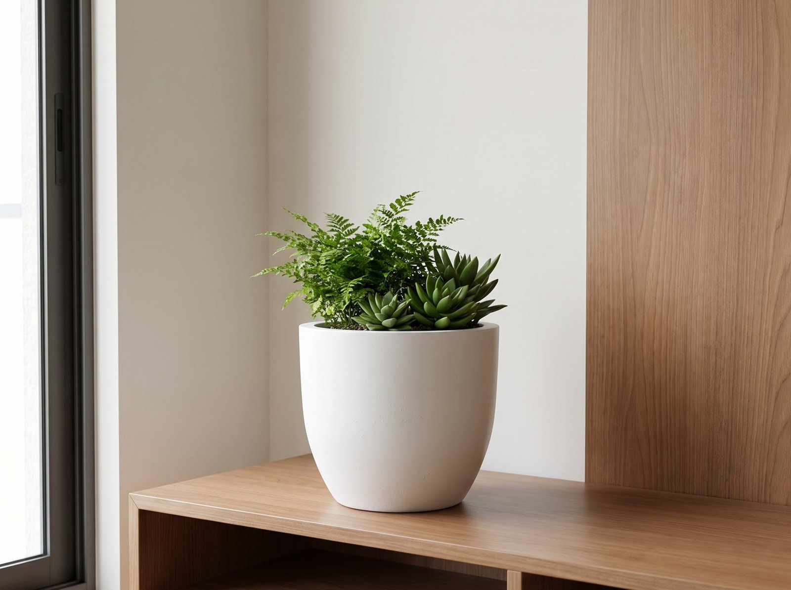Custom Green Kiwi Planter on Side Table