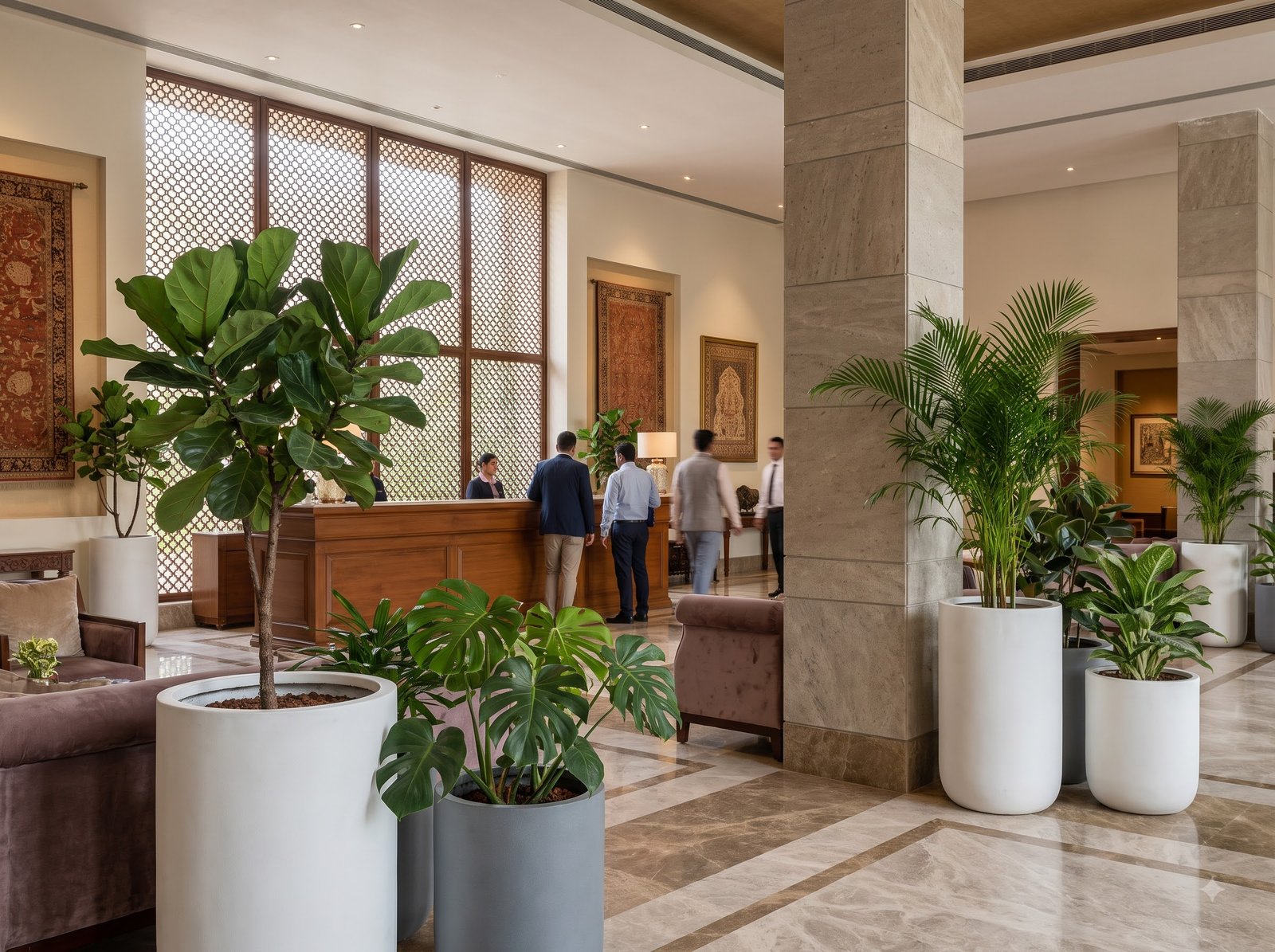 Hotel lobby with FRP planters