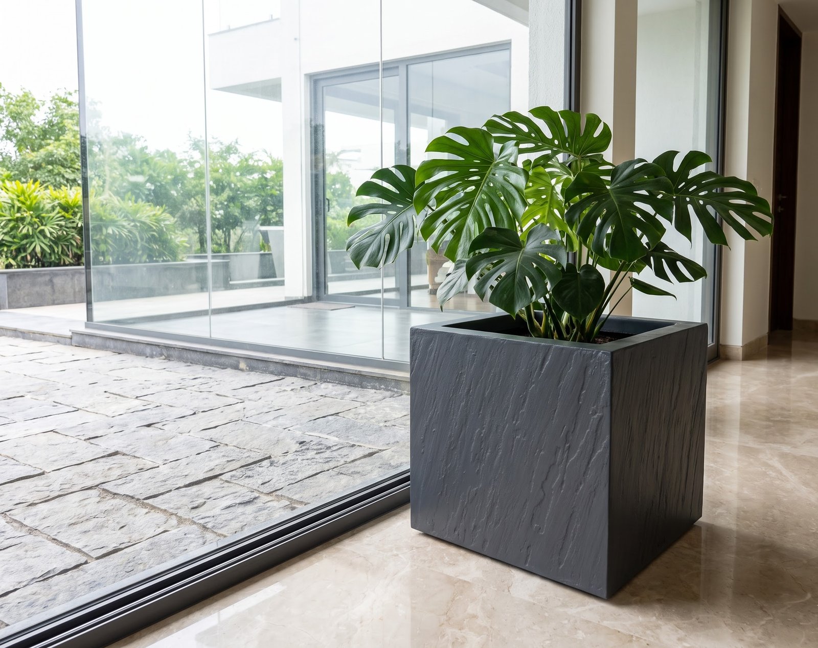 Texture Cube Planter in Indoor Sunroom