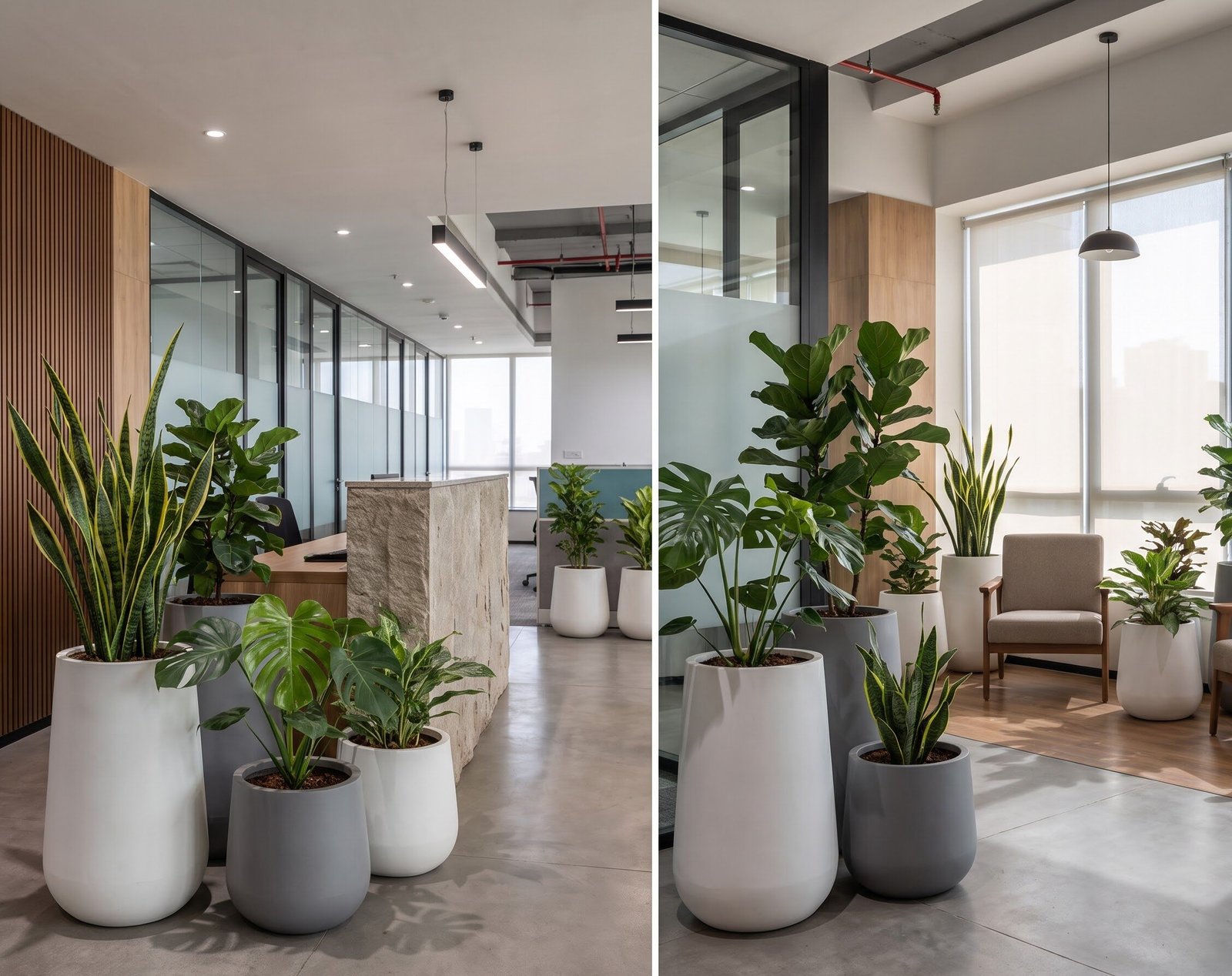Office interior with FRP planters