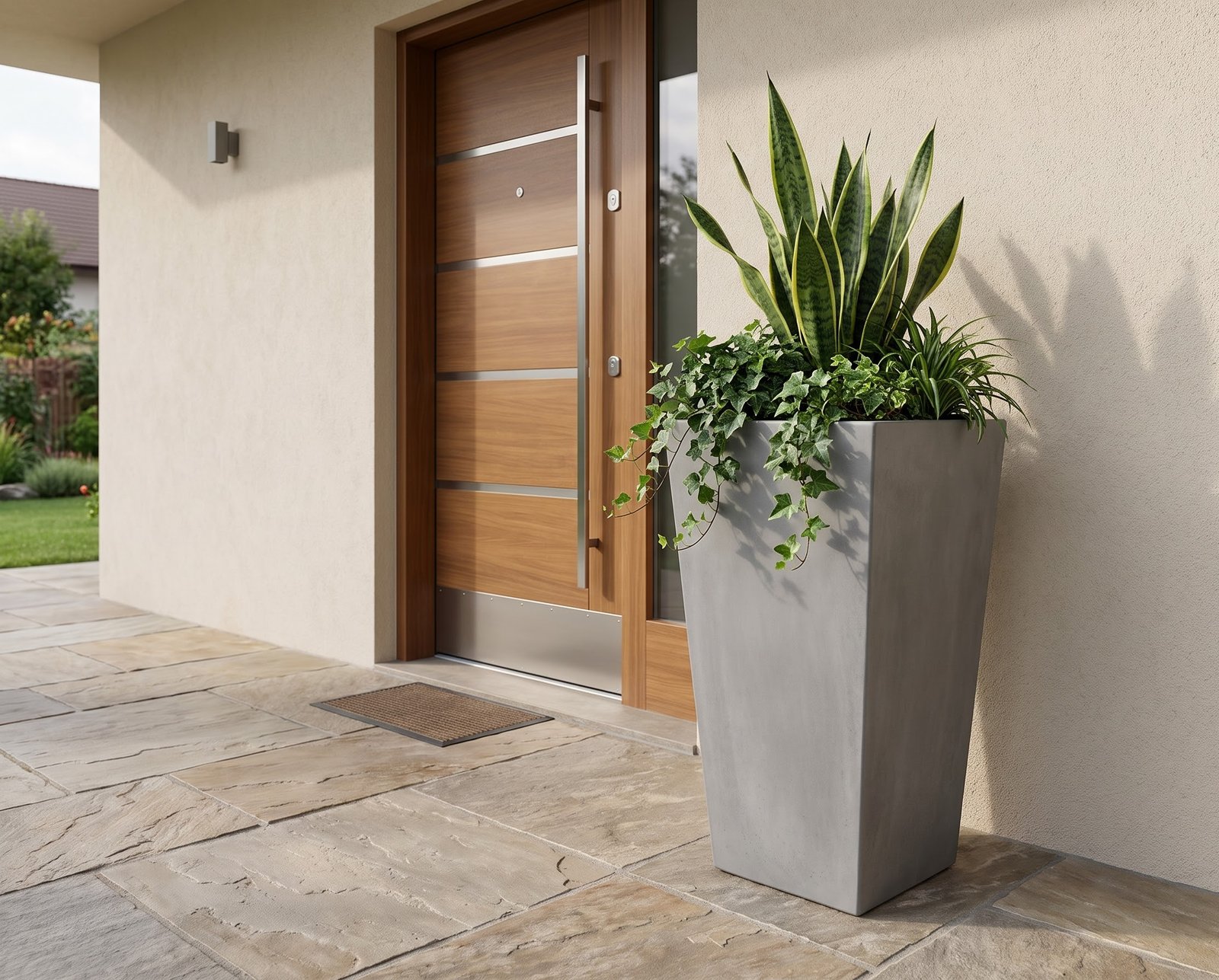 Taper A Planter at Home Entrance