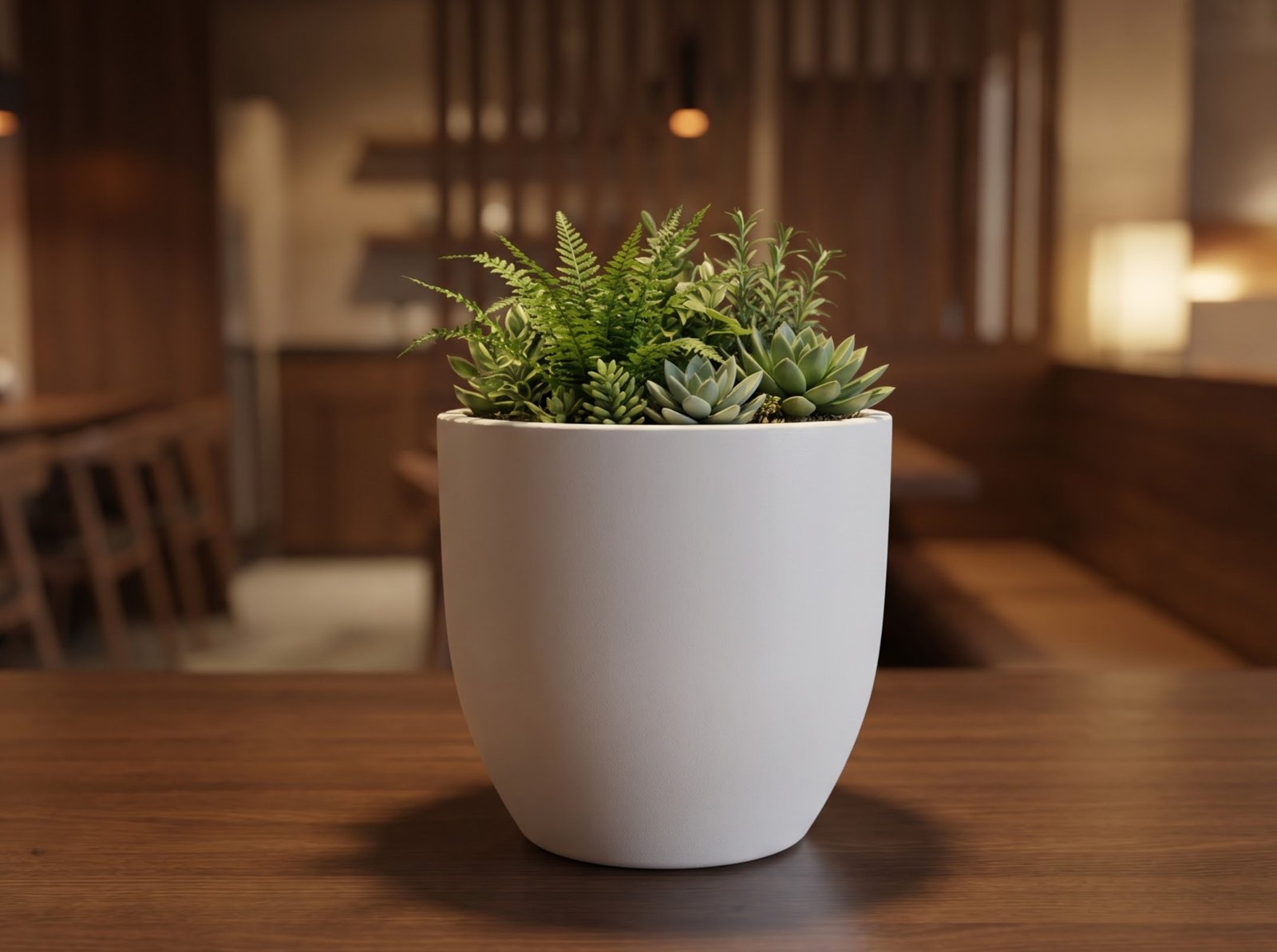 Kiwi Planter on Restaurant Table
