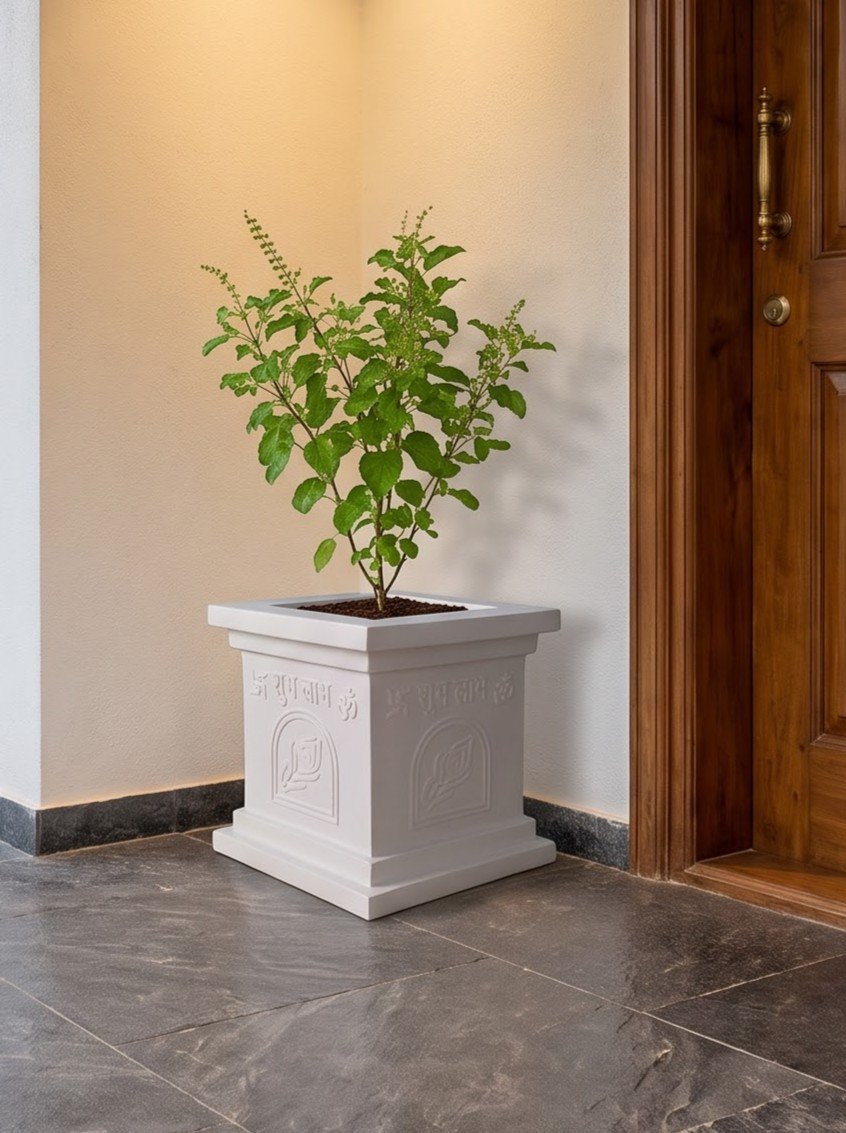 Tulsi Planter at Villa Entrance